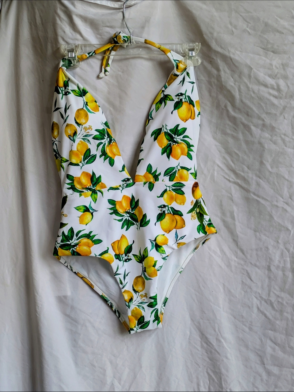 Womes Plunge Lemon One-Piece